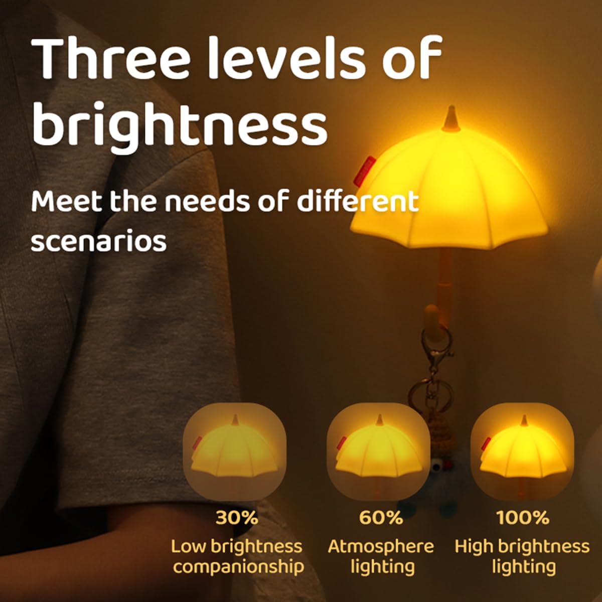 Umbrella Night Light for Kids,Light-Up Magnetic Fridge Lamp, Rechargeable Silicone Lamp for Baby Nursery,3 Levels Dimmable 30 minute timer,Squishy Bedside Night Lamp for Bedroom Kitchen