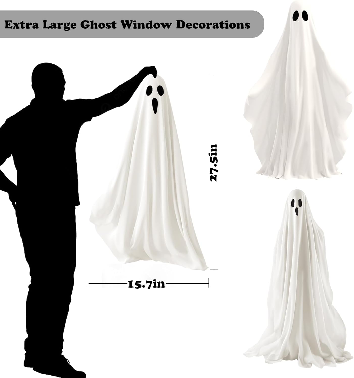 Extra Large Halloween Ghost Window Clings, Ghosts Silhouette Window Decorations, Halloween Window Stickers Decals for Home Office School Party Supplies