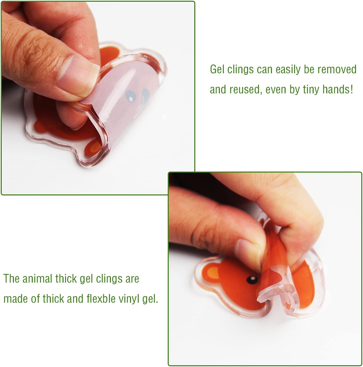 20 PCS Jungle Animals Thick Gel Clings Jungle Window Gel Clings Decals Stickers for Kids Toddlers and Adults Home Airplane Classroom Nursery Zoo Animals Party Supplies Decorations