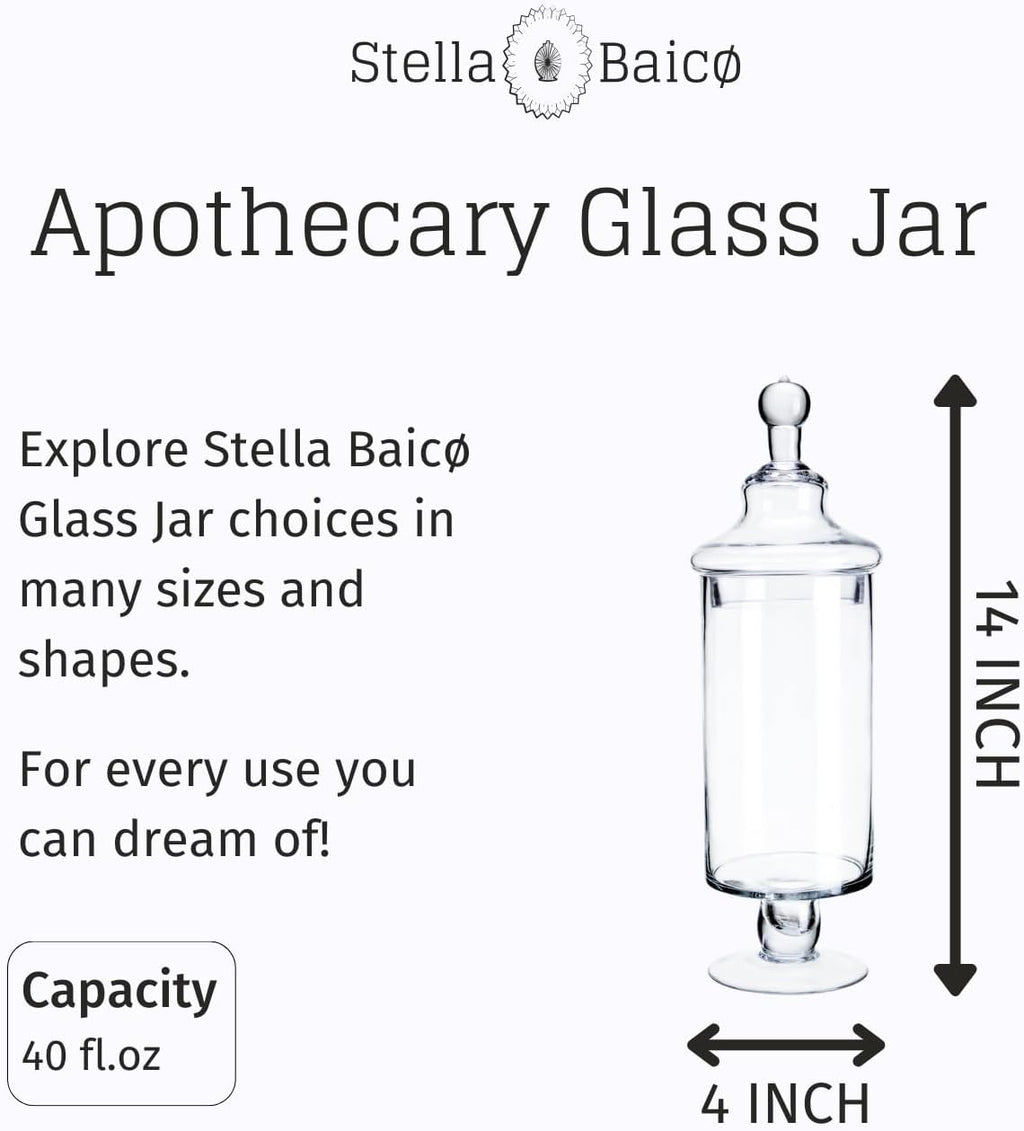 Clear Glass Apothecary Jars, Candy Jar with Lid, Elegant Decorative Jars for Wedding and Party