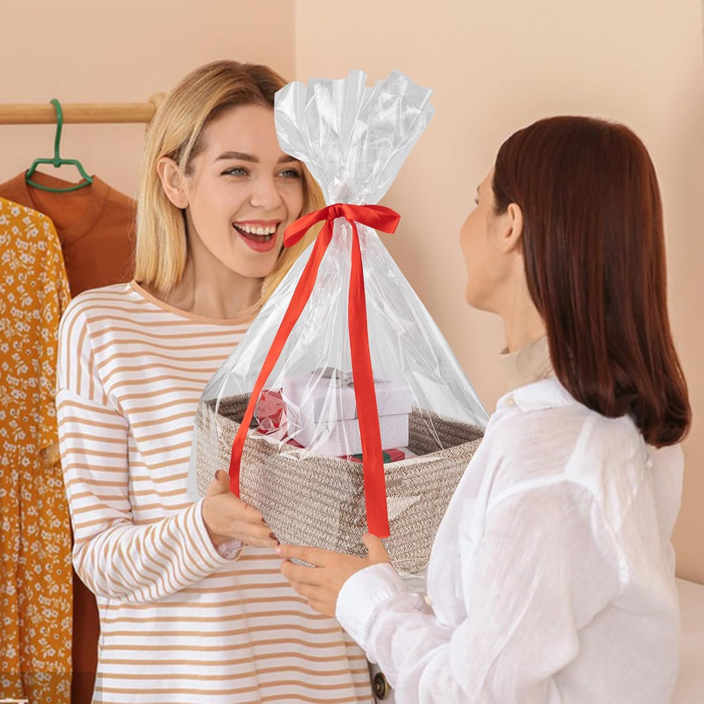 3 Pack Small Storage Baskets for Organizing, Cute Woven Decorative Gift Baskets for Shelves, Mini Closet Organizer Bins with Handles, 11.81''Lx7.87''Wx4.72''H-Brown