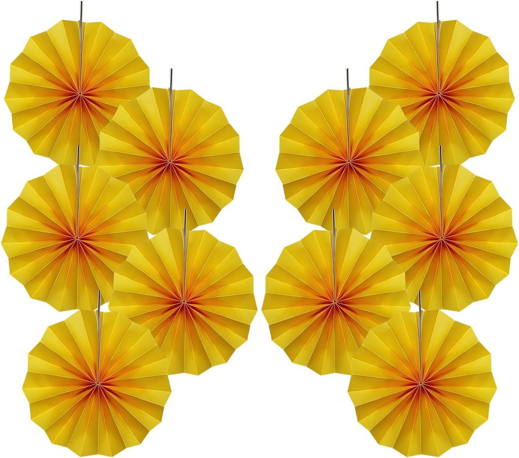 Yellow Birthday Decorations,DIY Yellow Paper Fans Hanging Decoration ,Party Supplies Party Fans 8in, Wedding Graduation Events Accessories 30 Color DIY Set （Yellow）