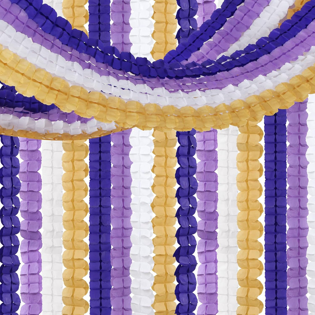 Purple-Gold Party Decorations Garland Streamers - 12pcs White Purple Lavender Graduation 4-Leaf Clover Paper Streamer,Woman Birthday Wedding Bridal Shower Mothers Banners Decor Ouruola