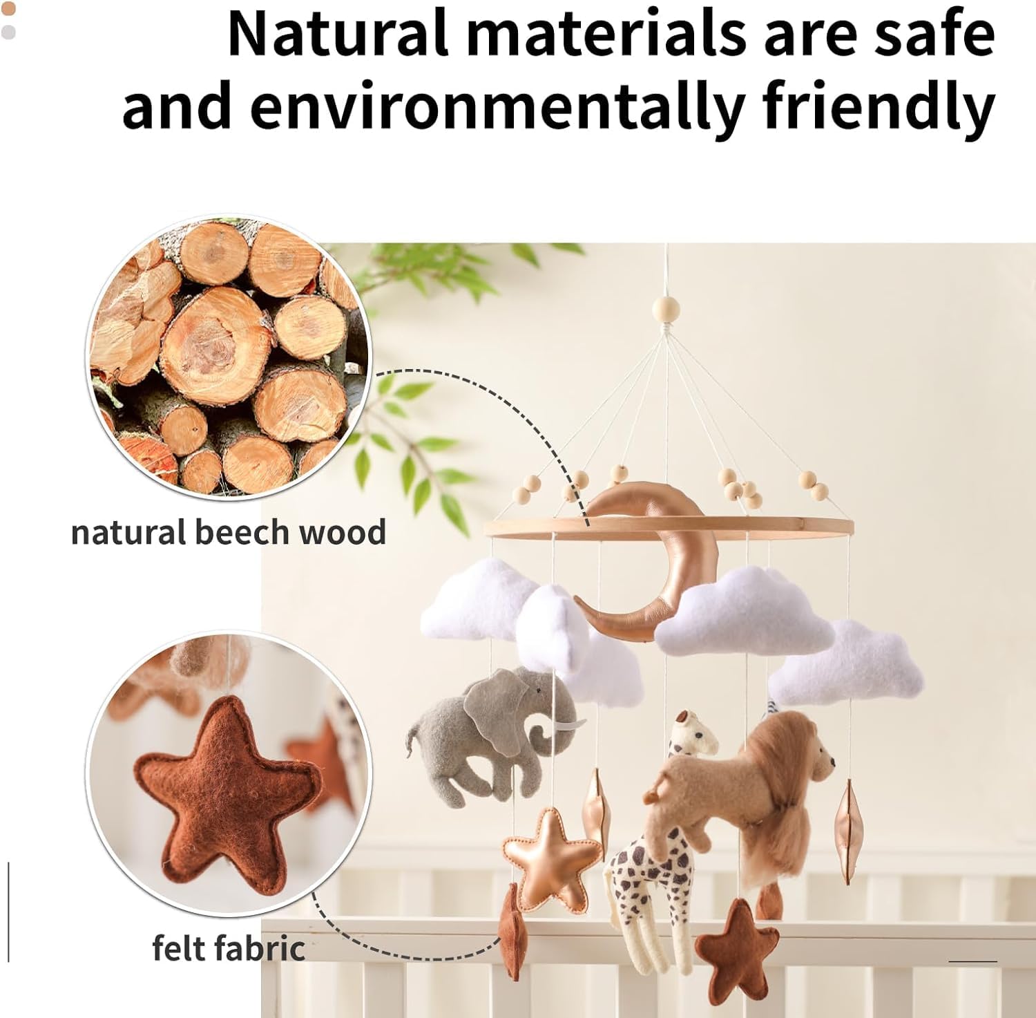 Baby Mobile for Crib, Baby Crib Mobile for Boys Girls, Baby Mobile for Bassinet, Boho Nursery Mobile, Nursery Decor Theme for Infant Bedroom Hanging, Gender Neutral Baby Gift