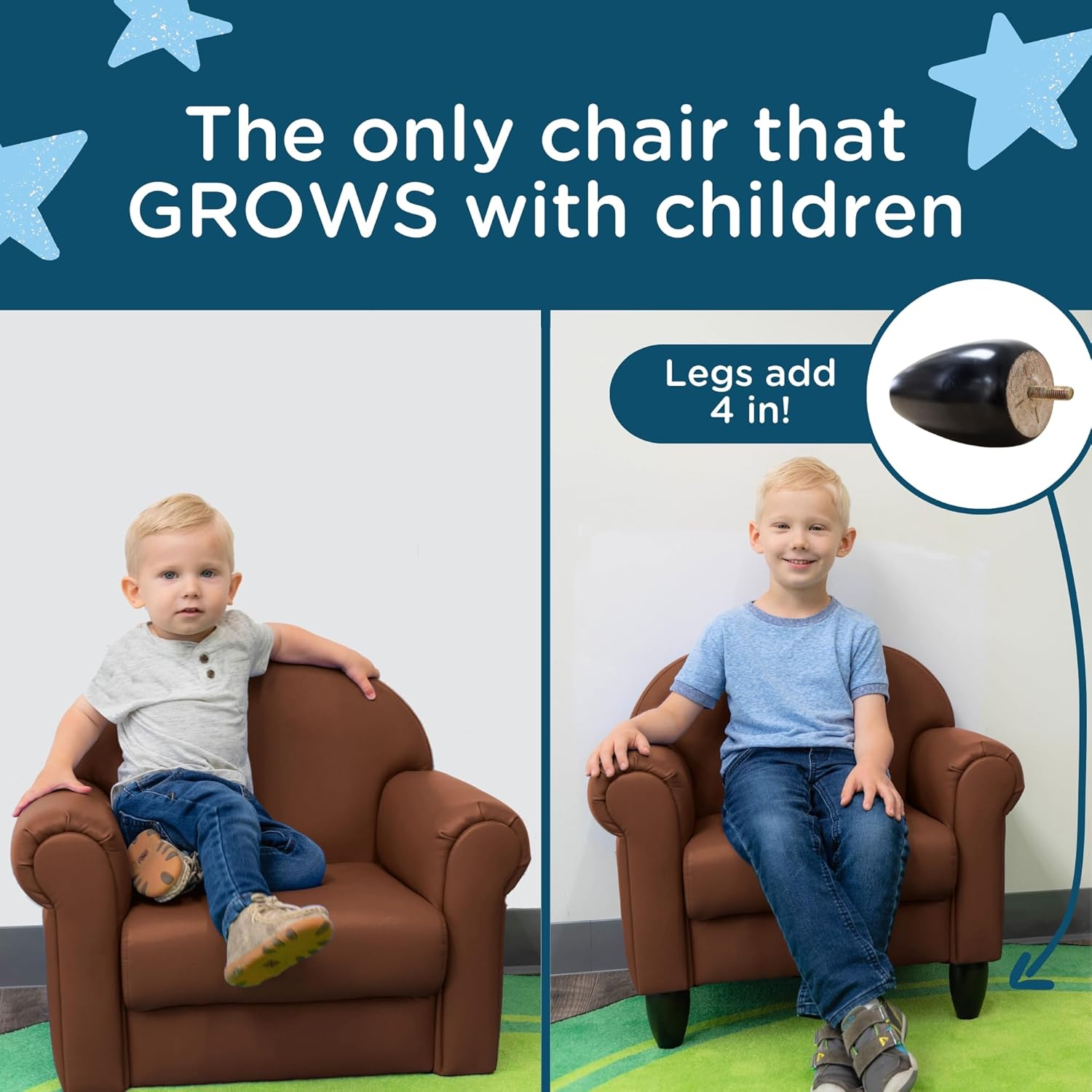 Children's Factory As We Grow Toddler Chair, Flexible Seating for Daycare or Preschool, Kids Reading Couch, Playroom Furniture, Walnut