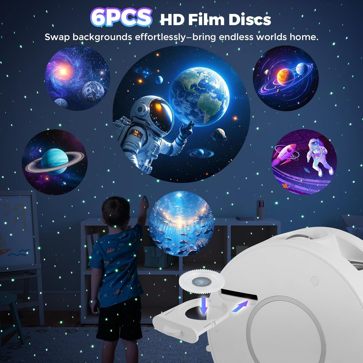 Smart Star Light Projector,Galaxy Projector with 6 Projection Slide,Smart APP & Voice Control Rotatable Galaxy lamp with 24H Timer and 37 White Noises Cloud Light Gift for Kids Room Decor(White)