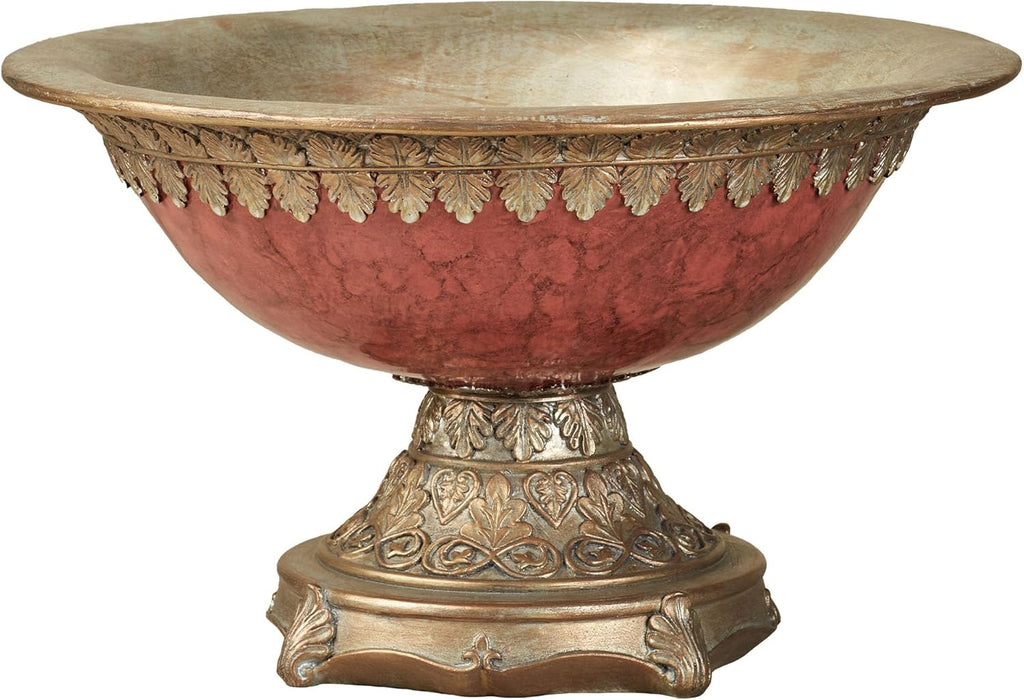 Touch of Class Cambria Cinnabar Marbled Traditional Centerpiece Pedestal Bowl Table Decoration Centerpiece Bowl Only