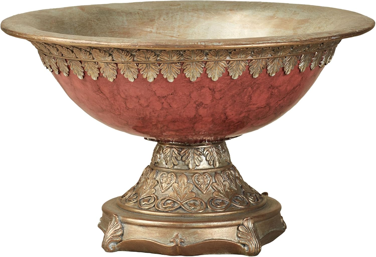 Touch of Class Cambria Cinnabar Marbled Traditional Centerpiece Pedestal Bowl Table Decoration Centerpiece Bowl Only