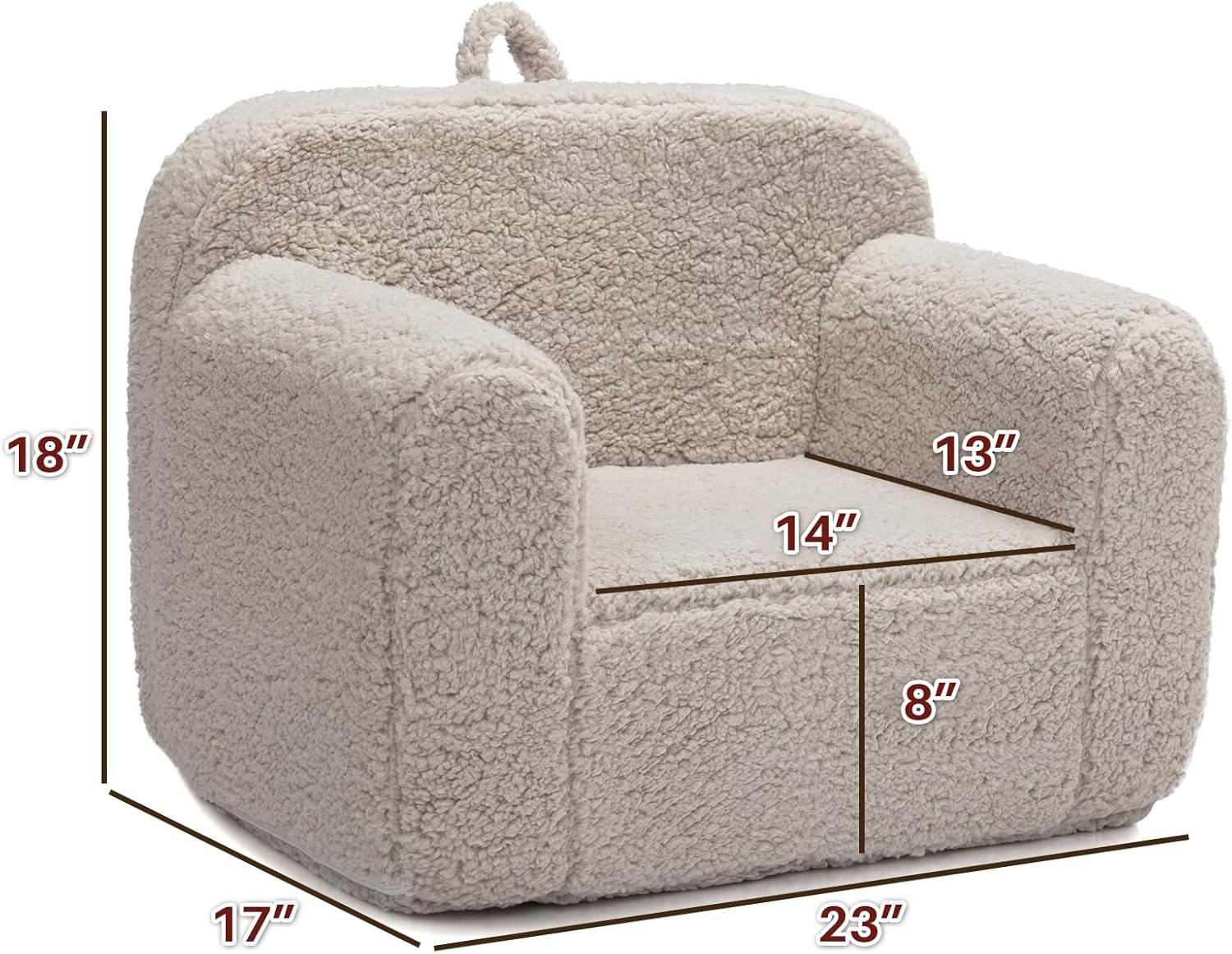 ALIMORDEN Kids Ultra-Soft Snuggle Foam Filled Chair, Toddler Cuddly Sherpa Reading Couch for Boys and Girls, Light Grey