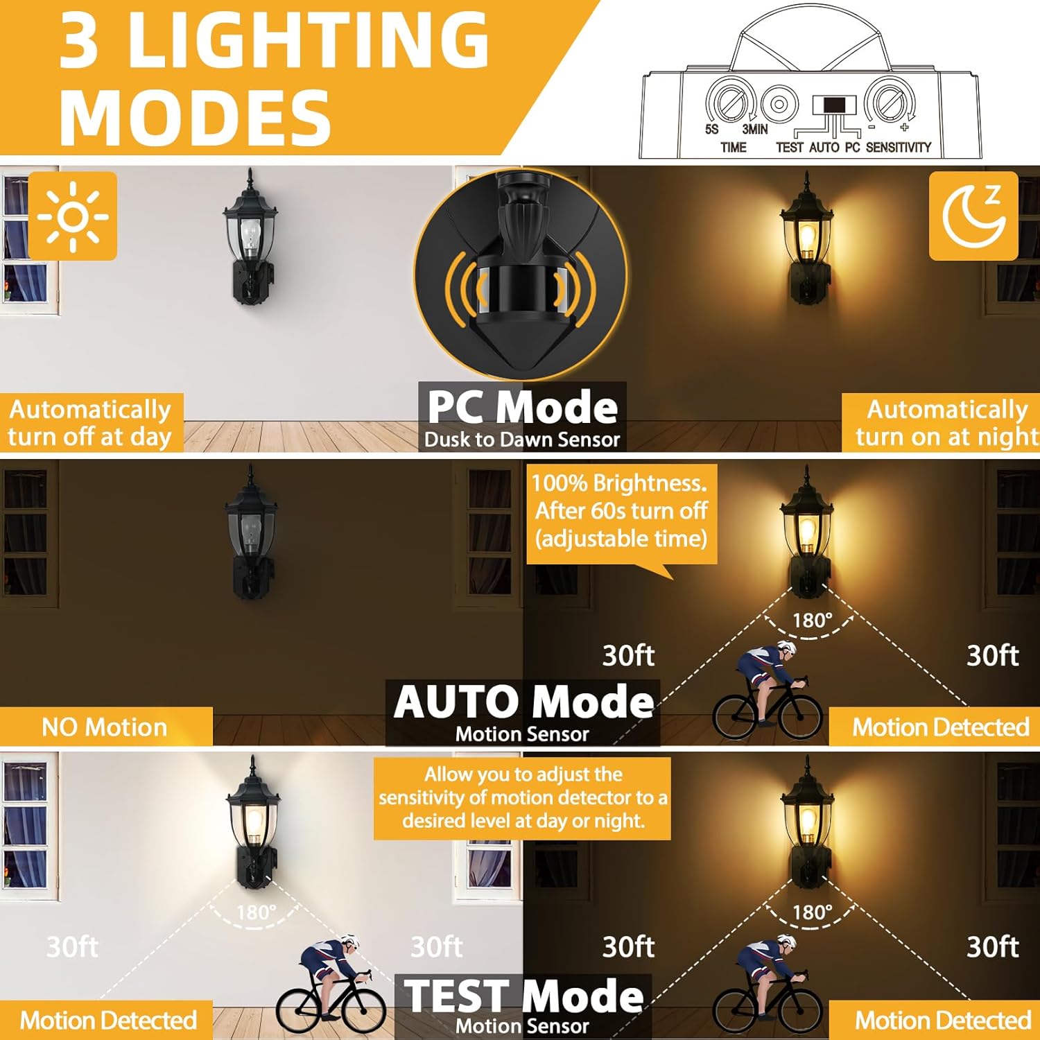 2 Pack Porch Lights Outdoor with Outlet, Motion Sensor Outdoor Wall Lights, Updated Dusk to Dawn Exterior Lighting Fixtures Waterproof Anti-Rust Aluminum Outside for House Entryway Garage, Black