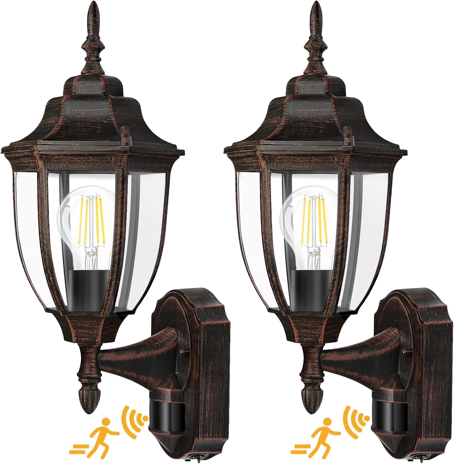 Lamomo Outdoor Wall Sconce, 2 Pack Dusk to Dawn Motion Sensor Light Fixtures, Exterior Aluminum Waterproof Porch Lights for Patio Front Door Garage