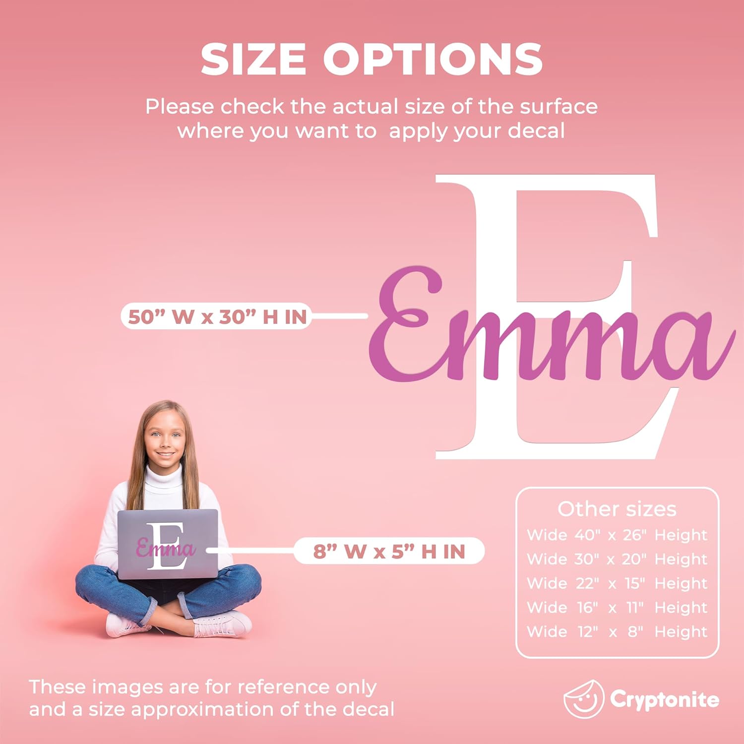 CRYPTONITE Personalized Name & Initial Vinyl Wall Decor I Nursery Wall Decal for Baby Boy & Girl Decoration I Wall Stickers for Bedroom Decor I Boys Bedroom Decor I Size Options