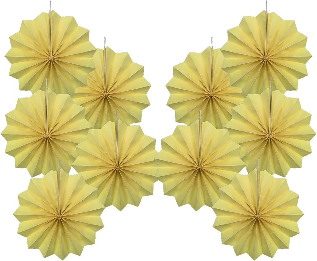 Yellow Hanging Paper Fans,Yellow Accessories Paper Decorations for Party,Color Party Decorations,Bee Themed Classroom Decor,8in Hanging Paper Fans 30 Color DIY Set （Light Yellow）