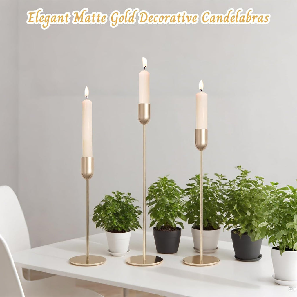 18 PCE Glod Candle Holders Set, Vintage Taper & Pillar Candle Sticks for Wedding, Dining Table, Fireplace Mantel, Elegant Home Decor, Housewarming Gift, Festive Centerpiece