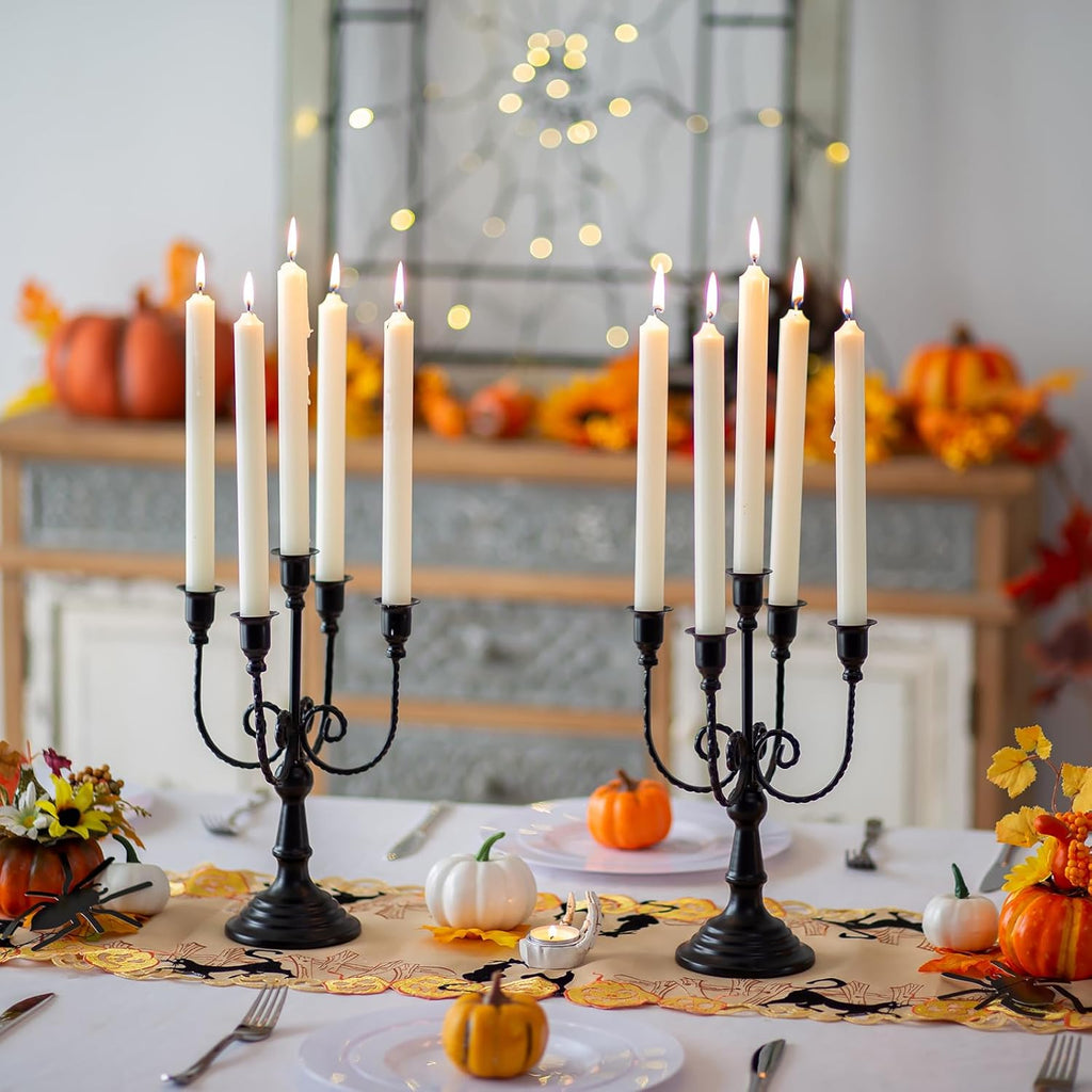Sziqiqi Candelabra Candles Holder Centerpieces - Black Candlestick Holders Bulk for Halloween Vintage Tabletop Candelabras for Party Events Holiday, 6 Pieces