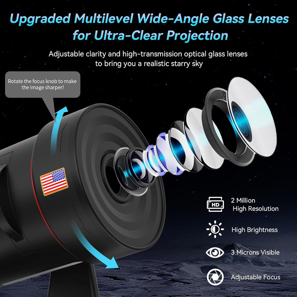 [2025 Upgraded] Galaxy Projector, HD Brighter Wider Projection Planetarium Star Projector with 7-Color Night Light Realistic Starry Sky Space Solar System Moon Nebula for Bedroom Ceiling Room Decor