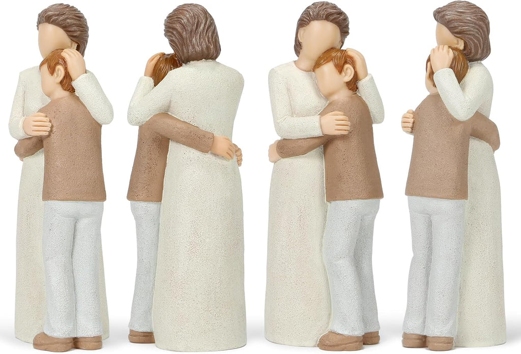 Grandma and Grandson Figurines, Elderly Grandmother and Teen Grandson Statues, Love My Grandma Gift for Mother’s Day Anniversary Birthday Christmas