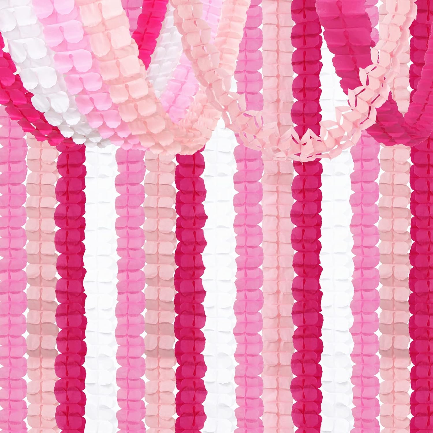 Rose-Red Pink-White Party-Decorations Streamers Garland - 157Ft Four-Leaf Clover Hanging Banner,Wedding Girl Birthday Baby Bridal Shower Engagement Bachelorette Decor Hugtmr