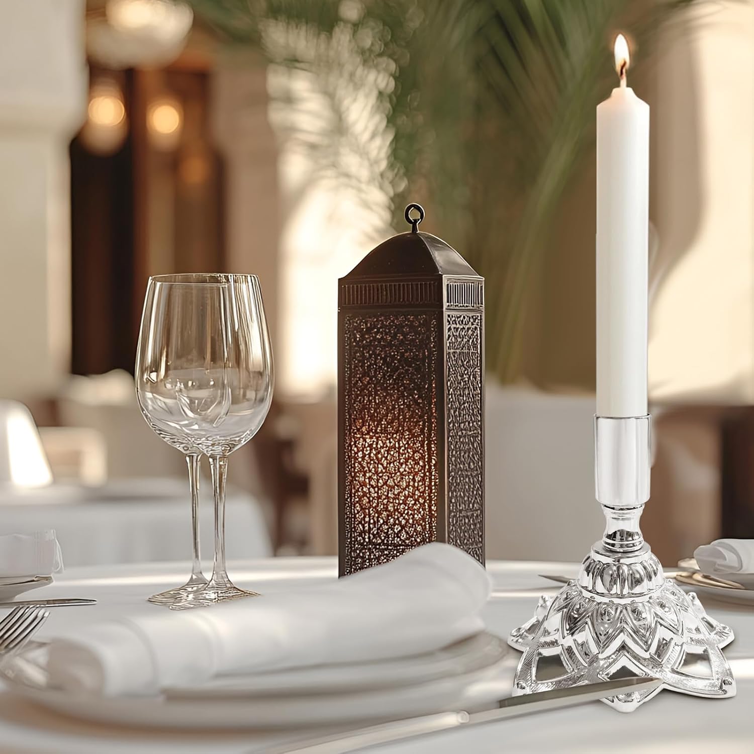 Candlestick Holders,Taper Candle Holder for Candlesticks Silver Plated Candle Metal Stick Candle Holders for Fireplace,Party, Dining,Wedding Decor,Fits 3/4 inch Thick Candle(Set of 2Pcs)