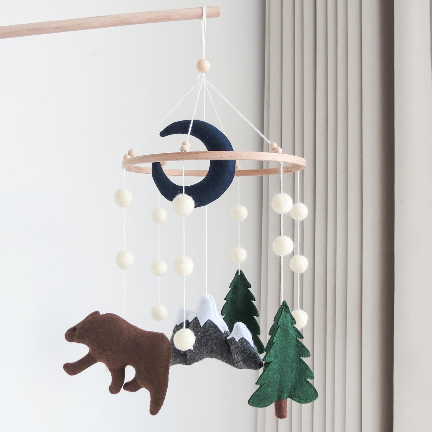 Woodland Mobile for Crib Bear Baby Mobile for Crib Woodland Crib Mobile for Boys Girls Forest Baby Nursery Mobile for Bassinet