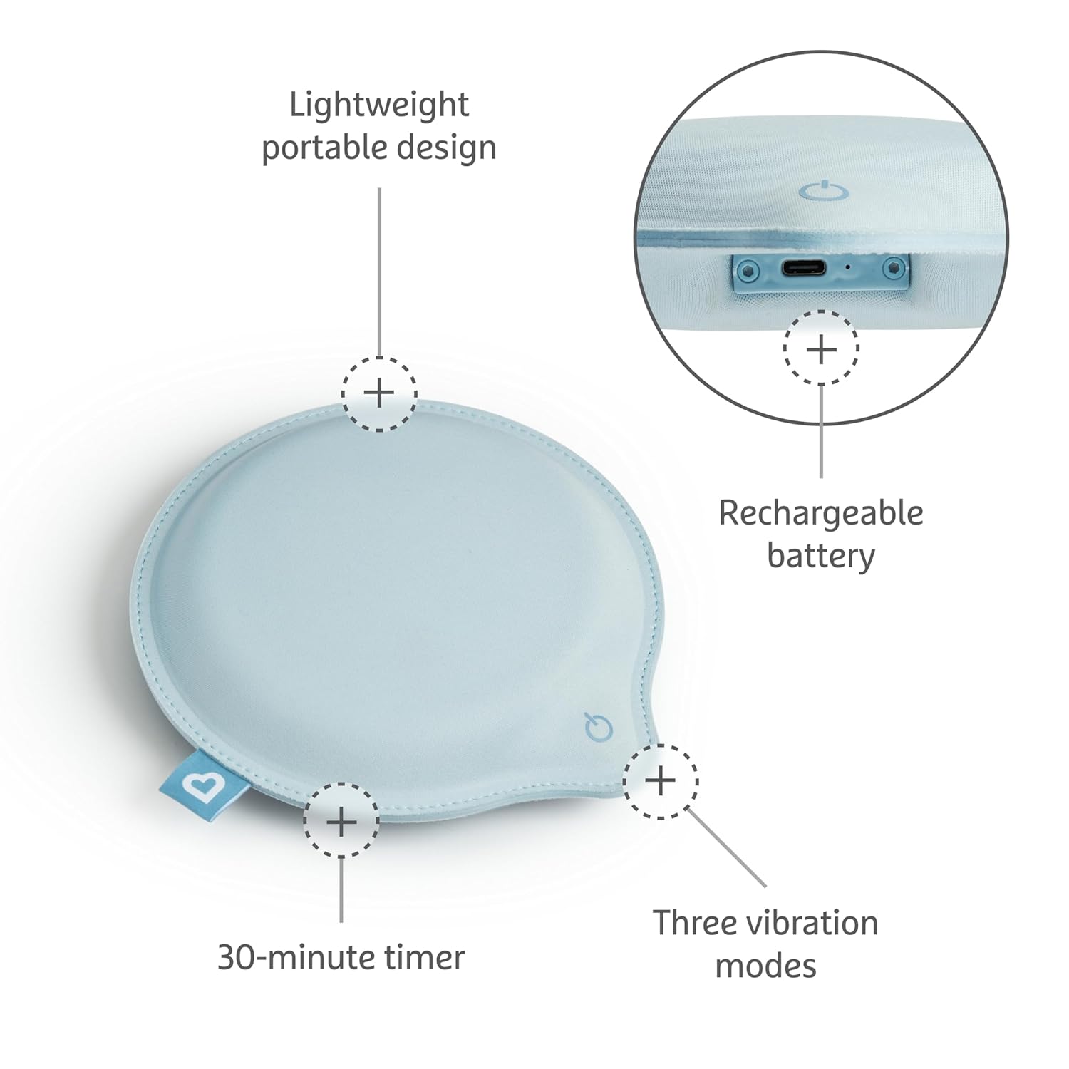 Munchkin Lulla-Vibe Vibrating Pad, Baby Sleep Soother for Crib Mattresses, Bassinets, Strollers, Nap and Sleep Aid for Babies and Infants, Rechargeable, Light Blue