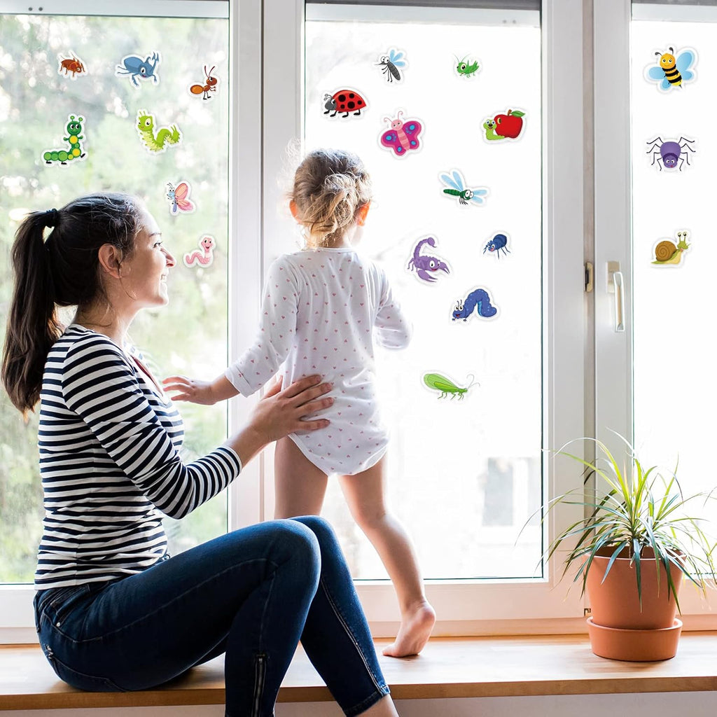 20 PCS Insect Thick Gel Clings Spring Summer Insect Window Gel Clings Decals Stickers for Kids Toddlers and Adults Home Airplane Classroom Nursery Winter Insects Animals Party Supplies Decorations