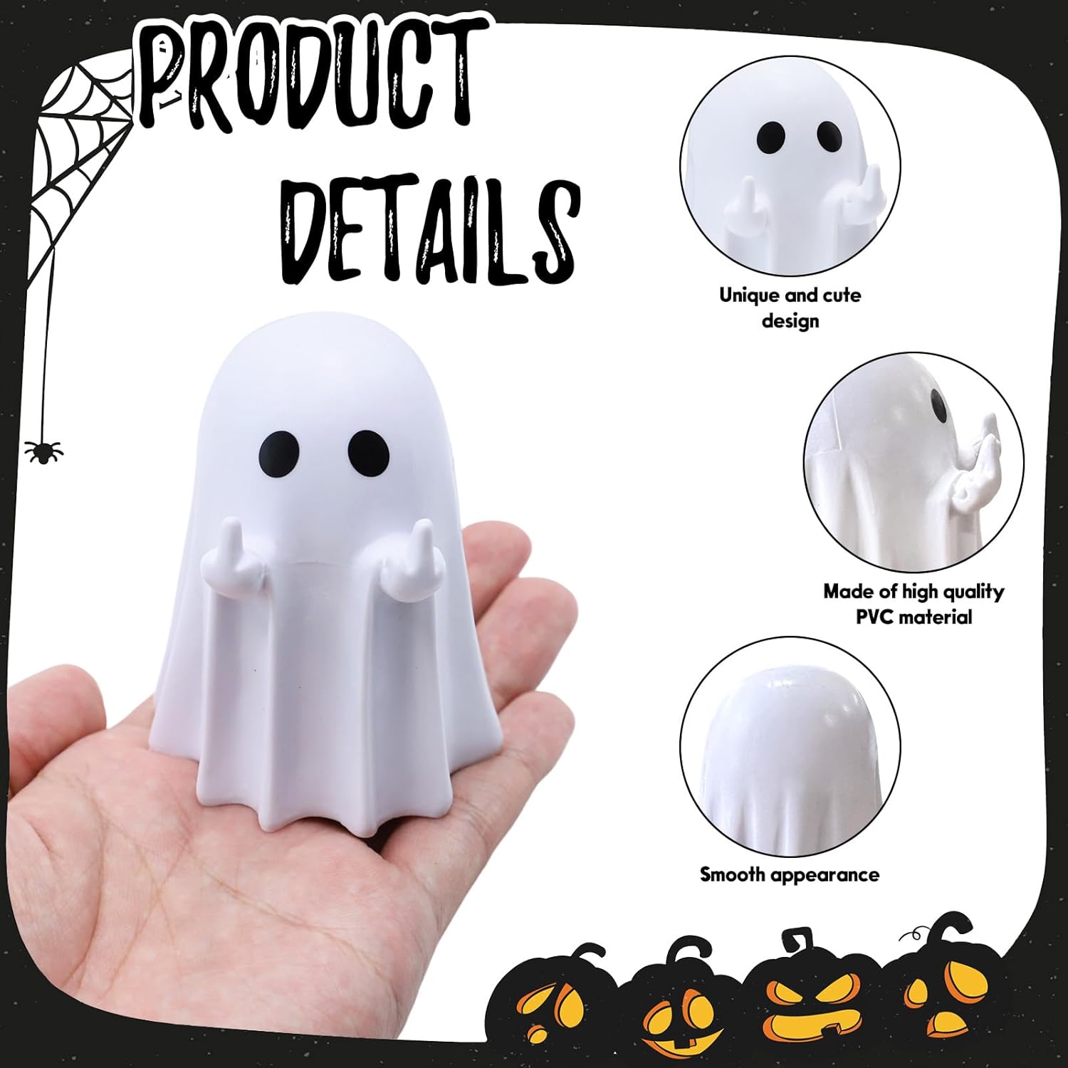 Halloween Ghost Figurine Funny Spooky Middle Finger Statue Halloween Table Decorations Cartoon Cute Resin Holiday Desktop Ornament Decor for Holiday Indoor Home Decor Gifts