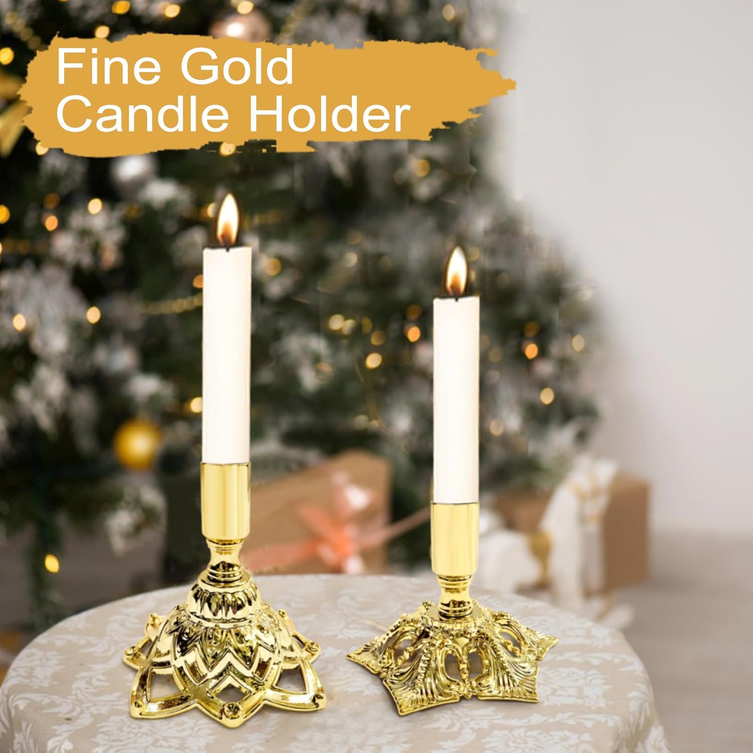 Candlestick Holders,Taper Candle Holder for Candlesticks Gold Plated Candle Metal Stick Candle Holders for Fireplace,Party, Dining,Wedding Decor,Fits 3/4 inch Thick Candle(Set of 6Pcs)
