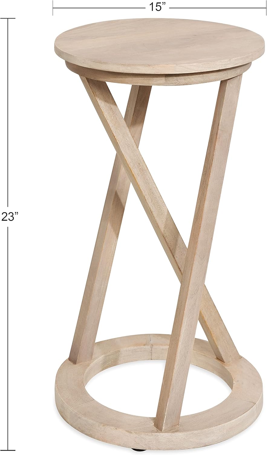 Kate and Laurel Aja Modern Round Side Table, 15 x 15 x 23, White, Decorative Modern Geometric Wood Bedroom Nightstand Table