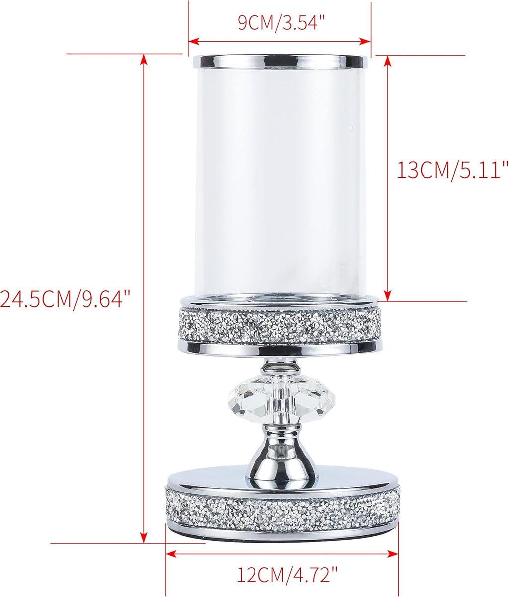 Candle Holder for Pillar Candle, Pillar Candle Holders for Wedding, Coffee Dining Table, Christmas, Table Centerpieces, Home Décor ZXC048D (1 Crystal Ball)