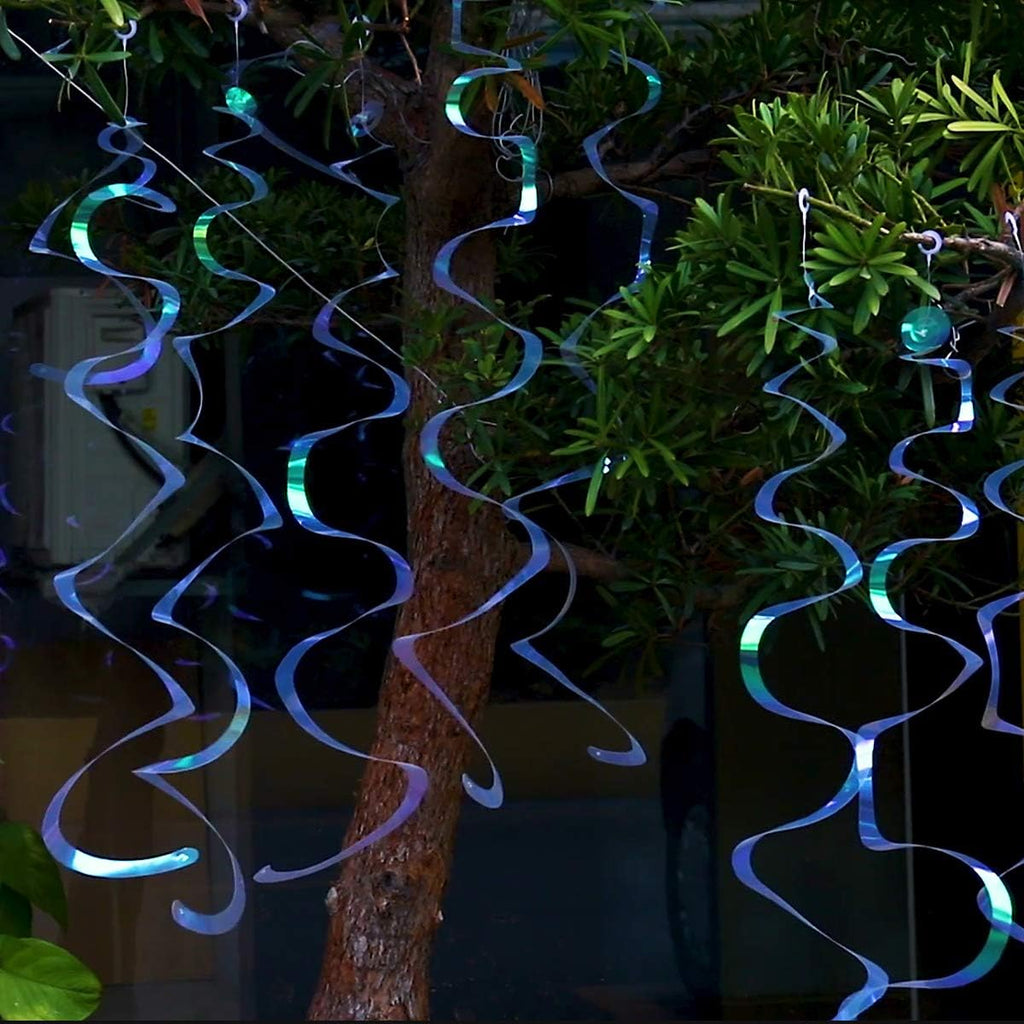 Iridescent White Swirl Hanging Decorations, Shimmer Plastic Streamer for Ceiling, Party Supplies for Birthday Graduation Bachelorette Wedding Baby Shower Graduation Christmas New Year