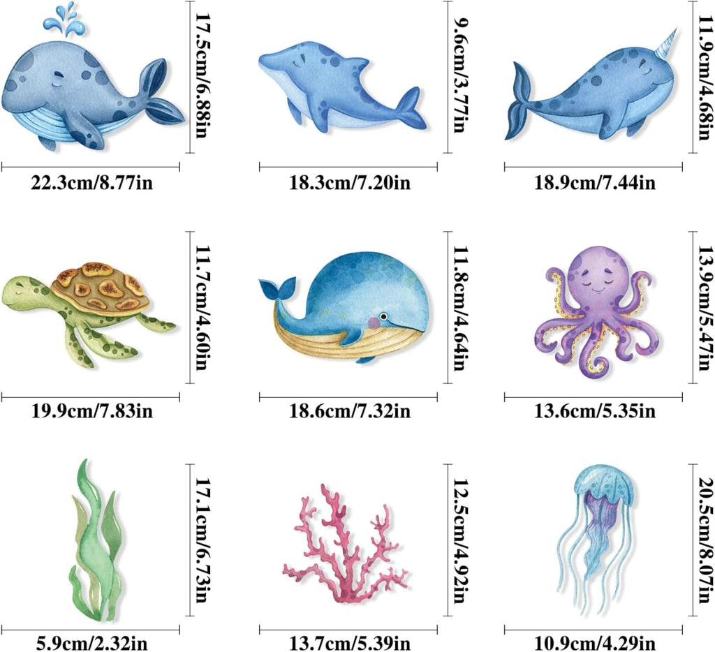 9 Sheets Summer Ocean Animal Window Clings Sea Animal Theme Window Stickers Summer Sea Decals Under The Sea Party Window Decorations