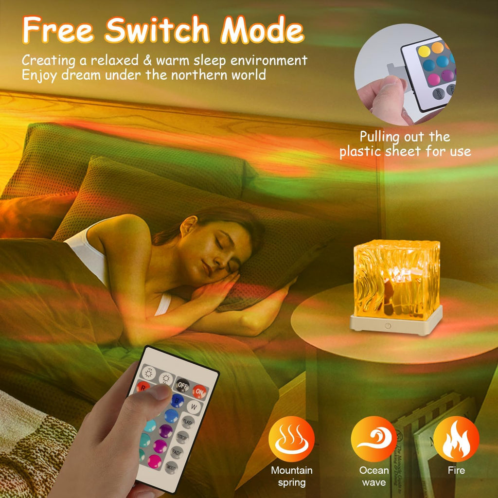 Luminorthe Cube Lamp Ocean, 18 Colors Northern Lights Projector with Remote, 30 Lighting Modes Ocean Wave Projector Light Galaxy Projector, Ambient Lighting Room Decor Water Light for Teen Girls