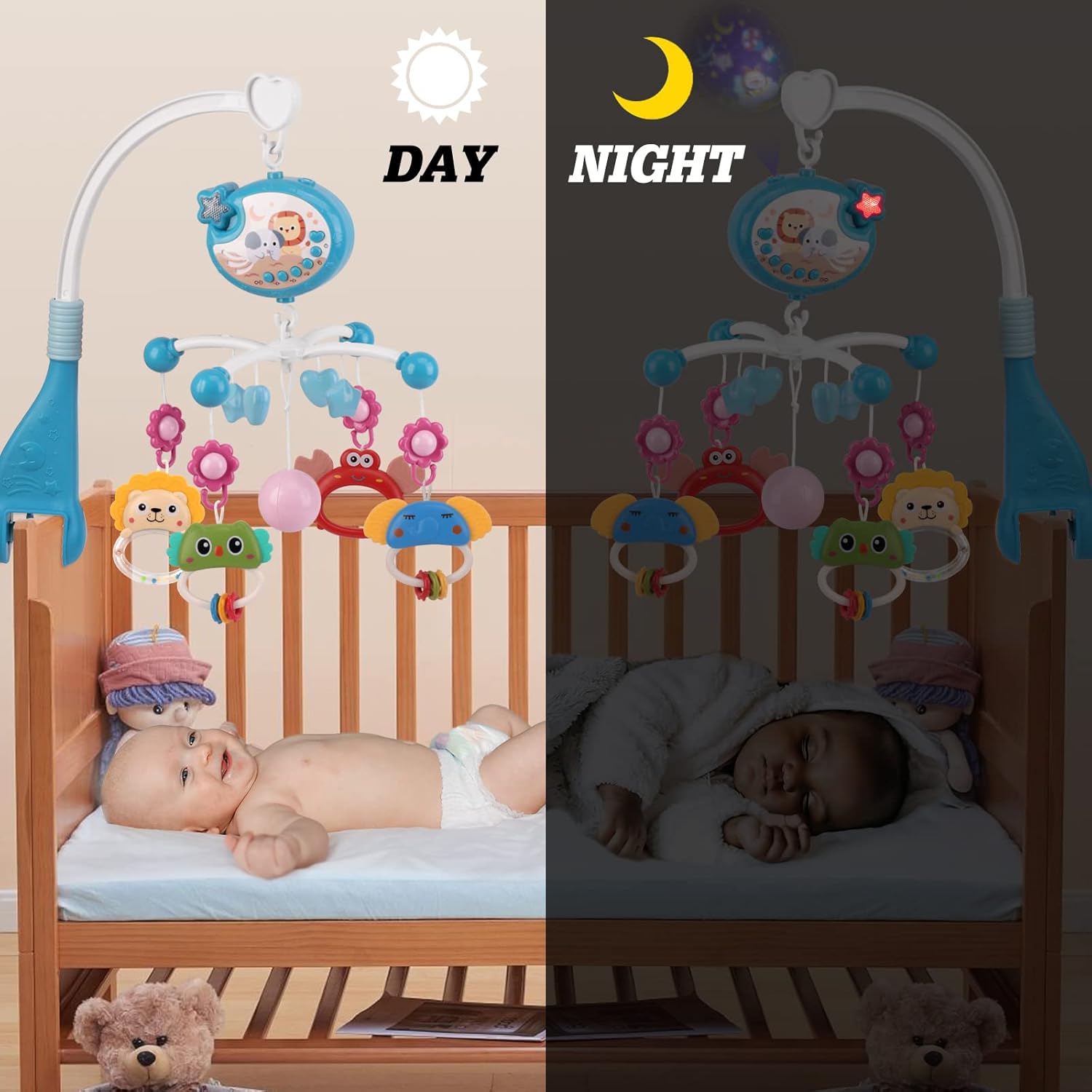 nicknack Baby Mobile for Crib Toys with Music and Lights, Baby Crib Mobile for Infants 0-6 Months