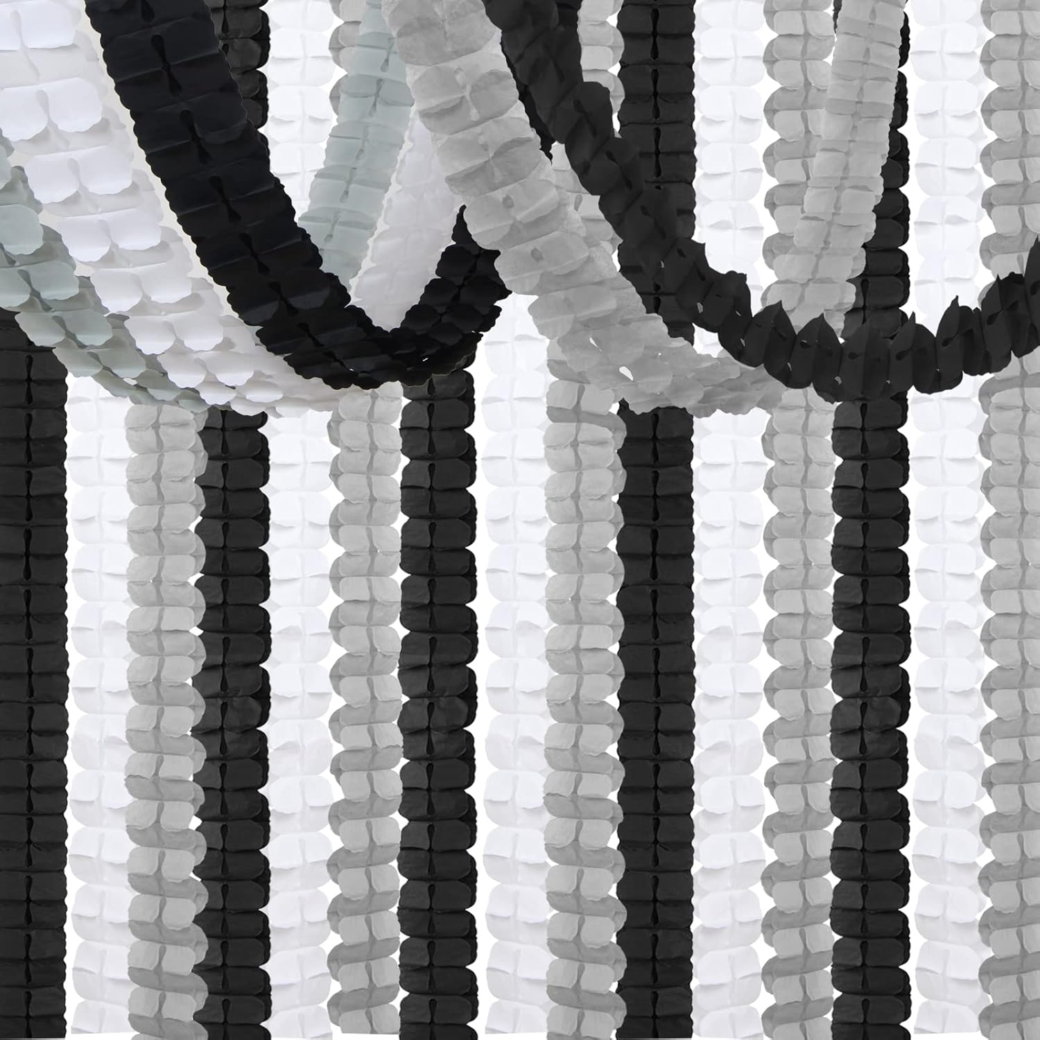 Black White-Silver Party-Decorations Streamers Garland - 157Ft Graduation Four-Leaf Clover Hanging Banner,Men Boys Birthday Engagement Wedding Baby Bridal Shower New Years Supplies Decor Hugtmr