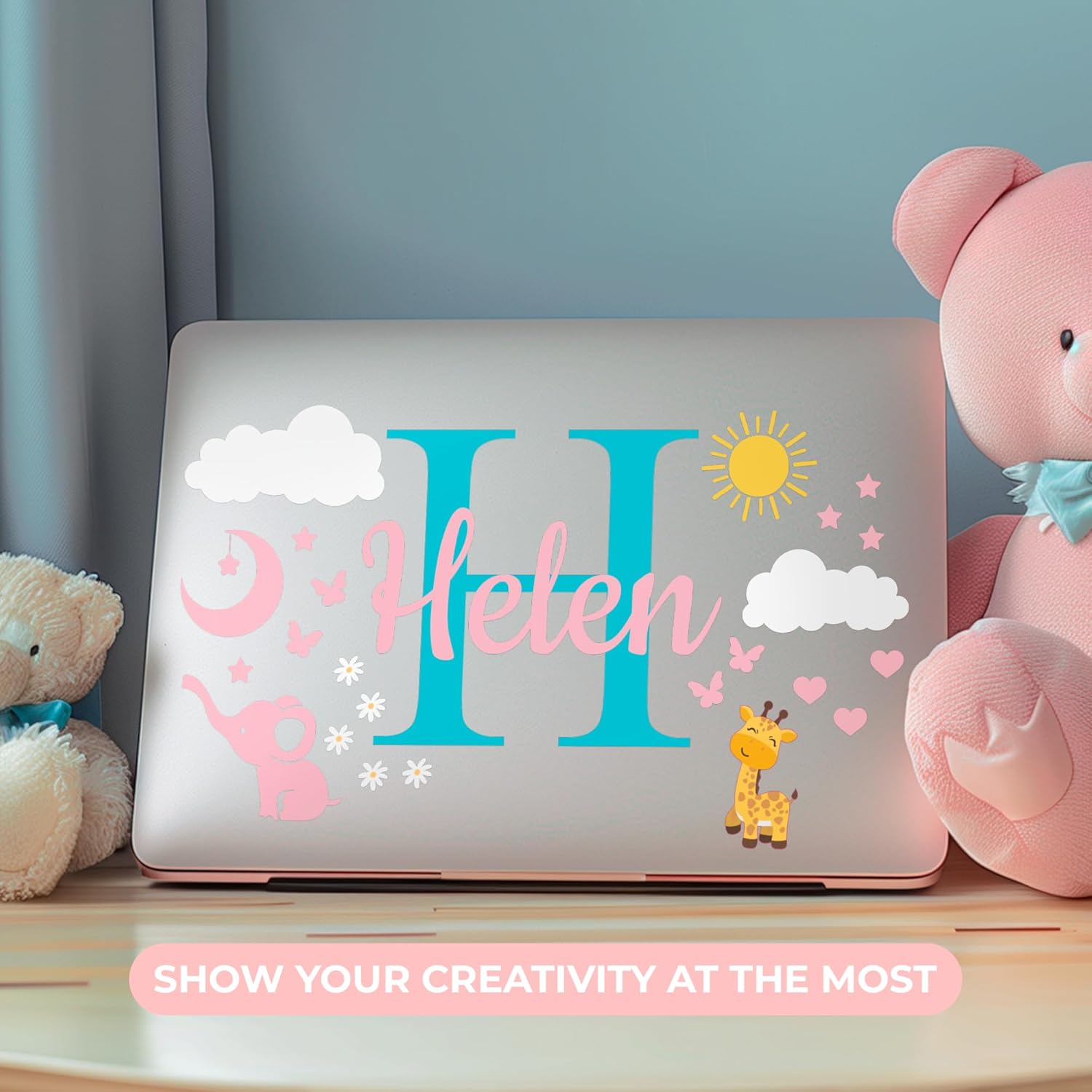 CRYPTONITE Personalized Name & Initial Vinyl Wall Decor I Nursery Wall Decal for Baby Boy & Girl Decoration I Wall Stickers for Bedroom Decor I Boys Bedroom Decor I Size Options