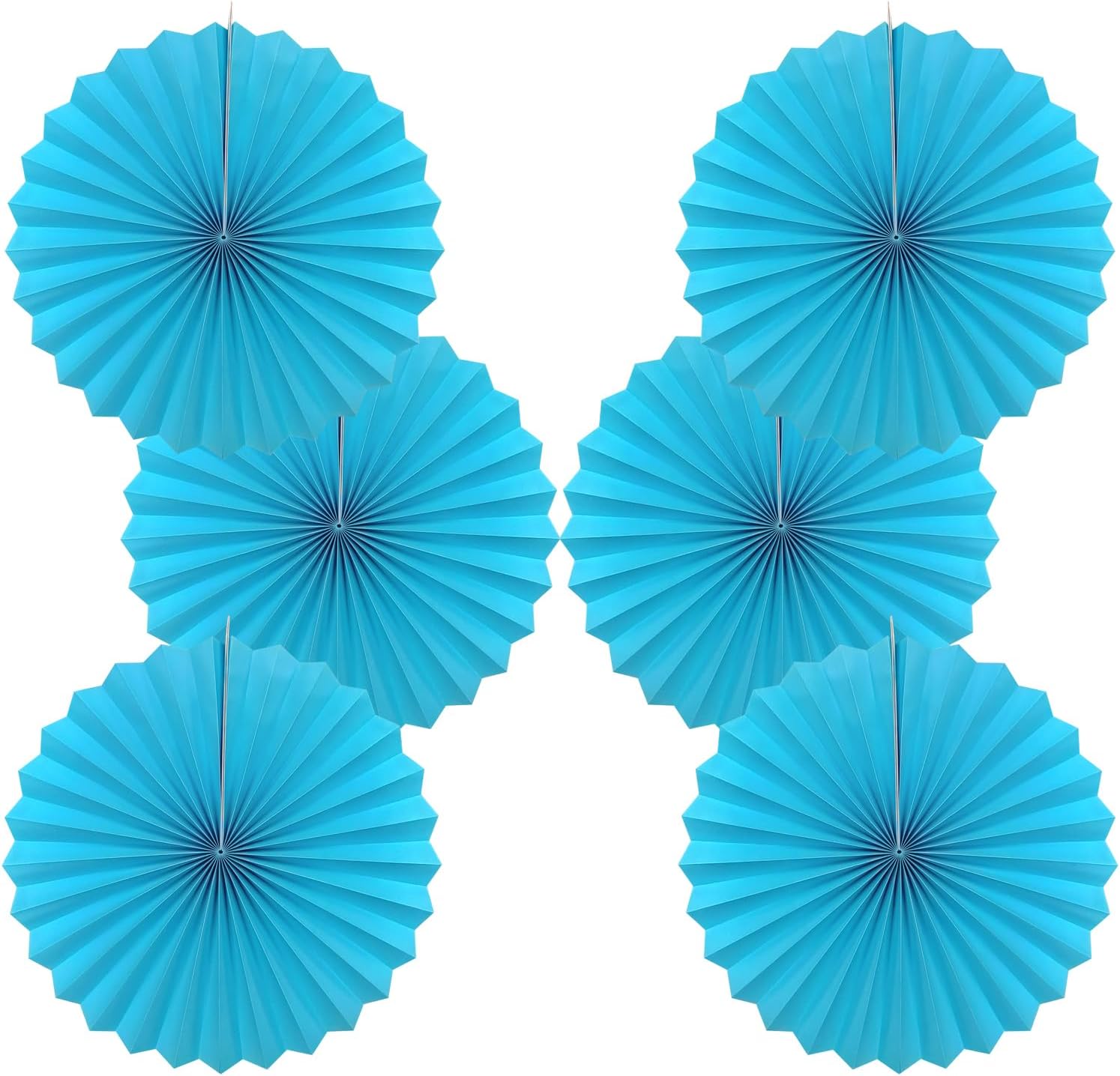 BARTHEW Blue Hanging Paper Fans,Blueaccessories Paper Decorations for Party,Blue Harmony Classroom Decorations,Party Decorations for Boys 16in Hanging Paper Fans 30 Color DIY Set (Sky Blue)