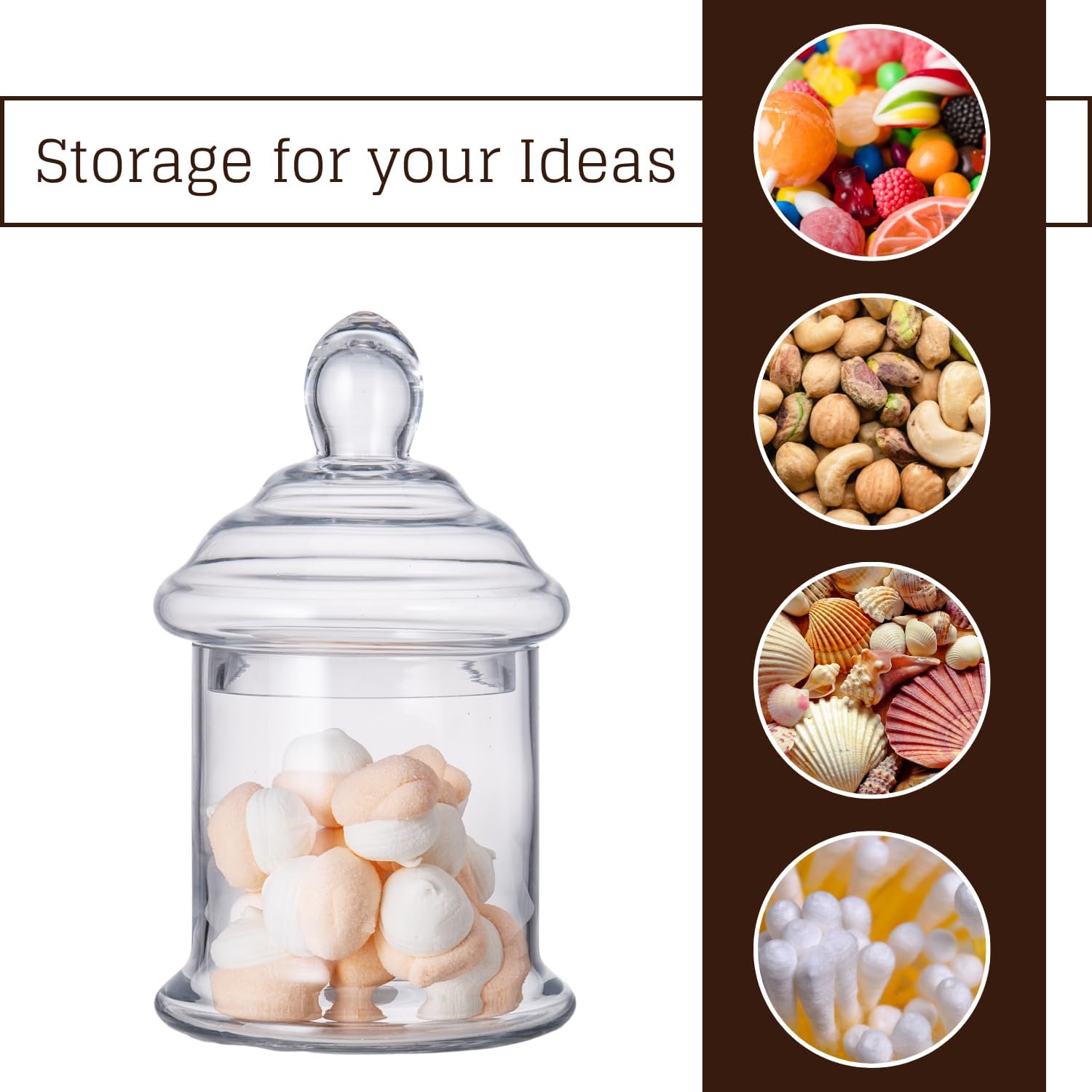 Diamond Star Clear Glass Apothecary Jar Decorative Candy Buffet Jars Elegant Glass Storage Containers (Height: 10" Body: 6")