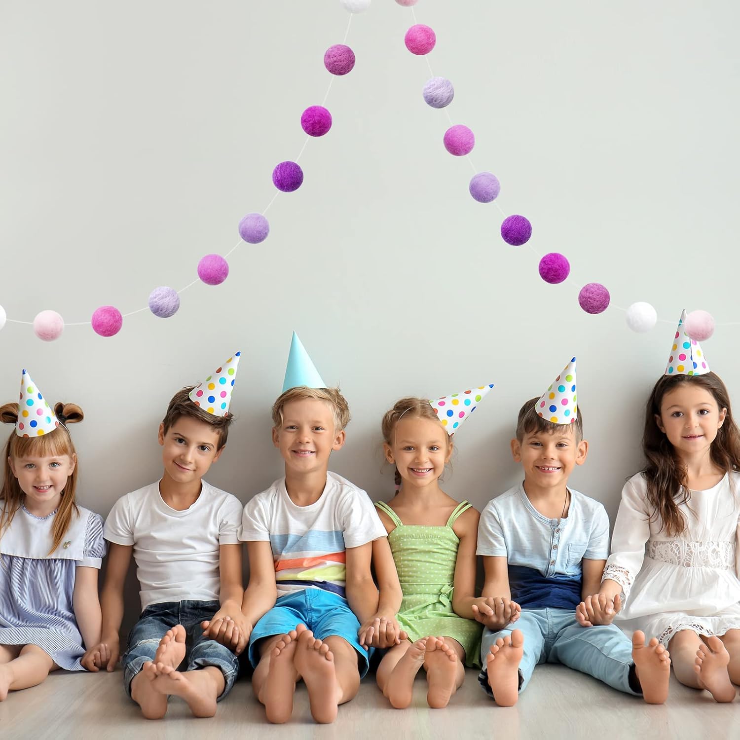 Felt Ball Garland Misscrafts 9.8 Feet 100% Wool Roving Pom Pom Garland 20mm Colorful for Baby Shower Grand Opening Party Festivals Room Decorations