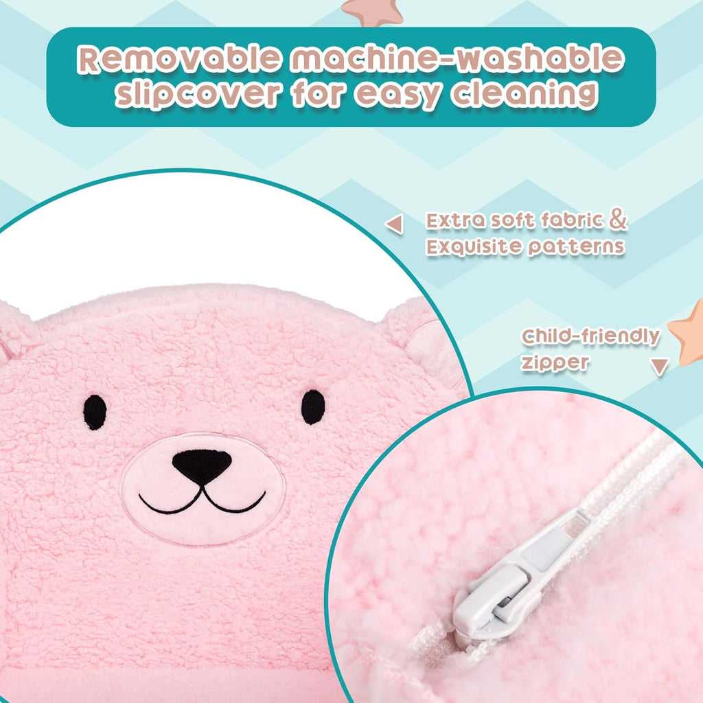 ALIMORDEN Animal Series Kid's Chair, Ultra-Soft Comfy Foam Filled Toddler Sofa Chair, Cute Animal-Shaped Design Toddler Couch, Lightweight Birthday for Baby Boys & Girls (Pink Bear)