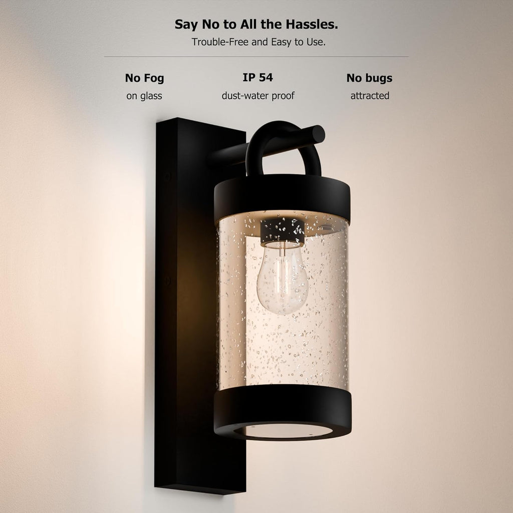 Wall Light Outdoor Lantern with Dusk to Dawn Sensor E26 Bulb (Not Include) Wall Mount Hang Lamp Wall Sconce Lighting Photocell Lights for Porch Front Door Garden IP44 Waterproof Max 28W