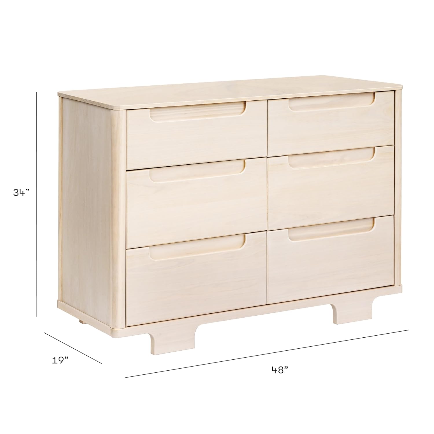 babyletto Yuzu 6-Drawer Dresser in Washed Natural, Greenguard Gold Certified