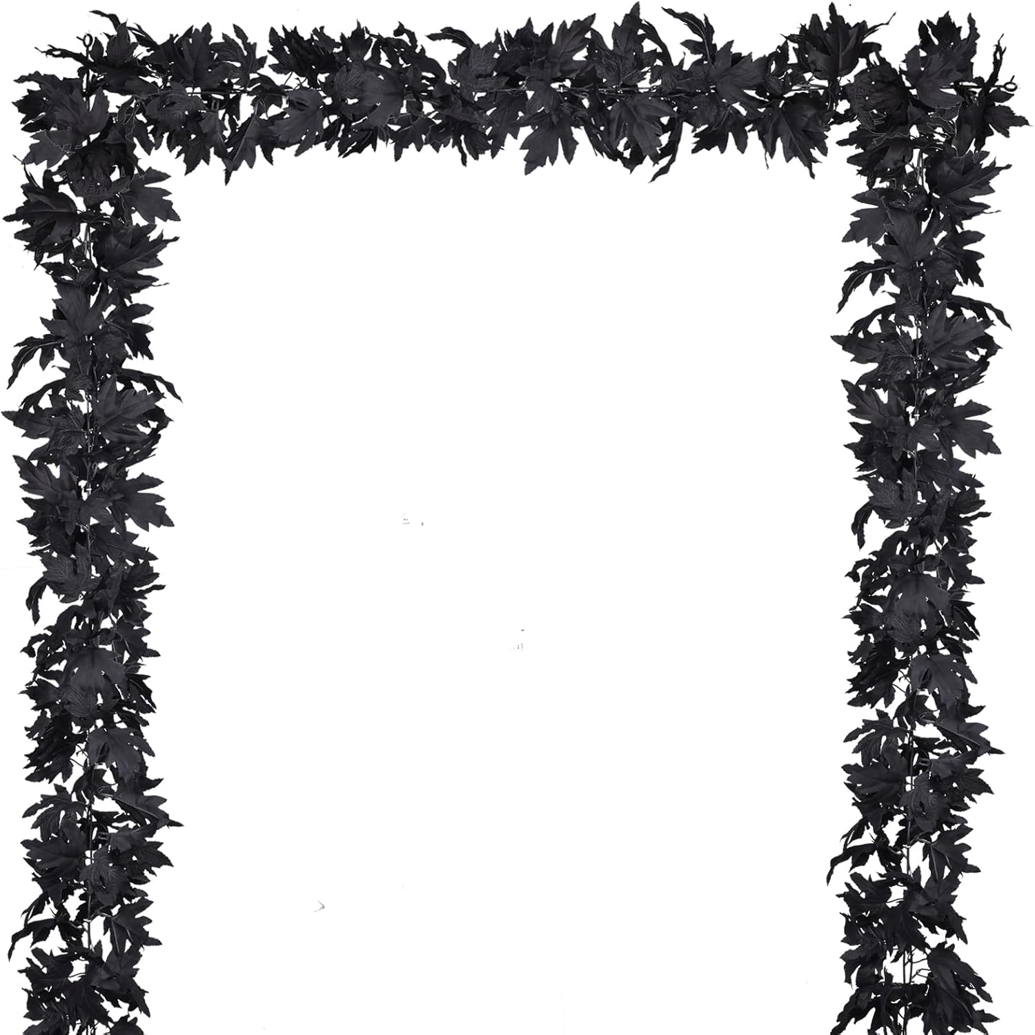DearHouse 2 Pack Fall Maple Leaf Clearance, 5.9Ft/Piece Halloween Maple Foliage Garland Black Autumn Decor for Home Fireplace Party (Black)