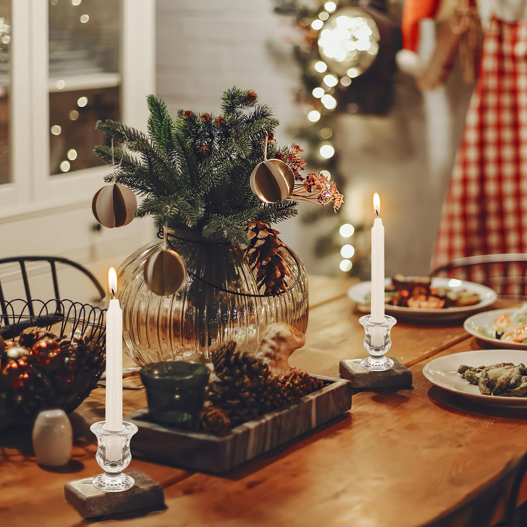 Glass Candle Holders Set of 24- Clear Candlestick Holders & Taper Candle Holders for Wedding Centerpiece Table Decorations, Valentines Day Decor, Party and Romantic Dinner