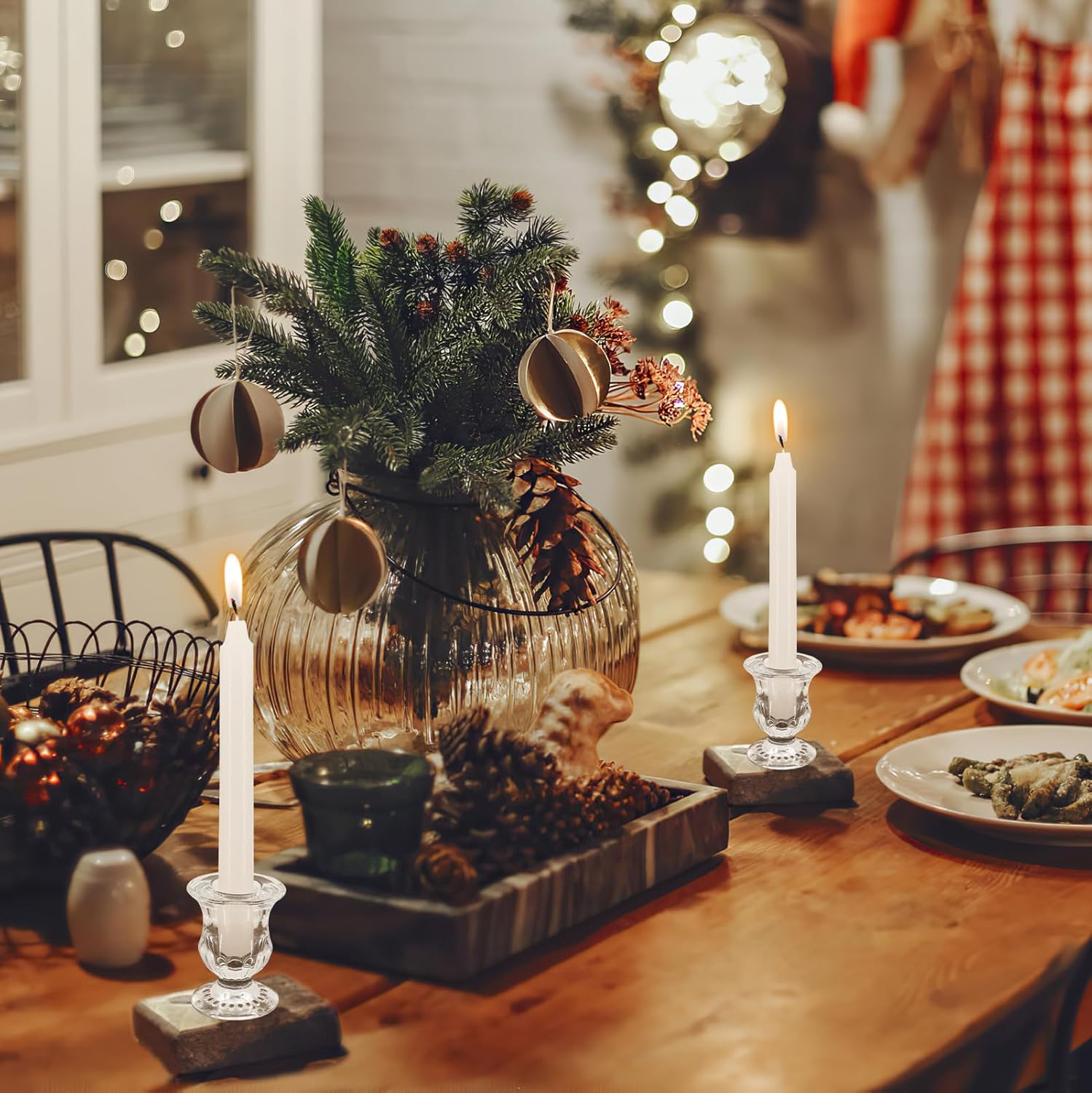 Glass Candle Holders Set of 24- Clear Candlestick Holders & Taper Candle Holders for Wedding Centerpiece Table Decorations, Valentines Day Decor, Party and Romantic Dinner