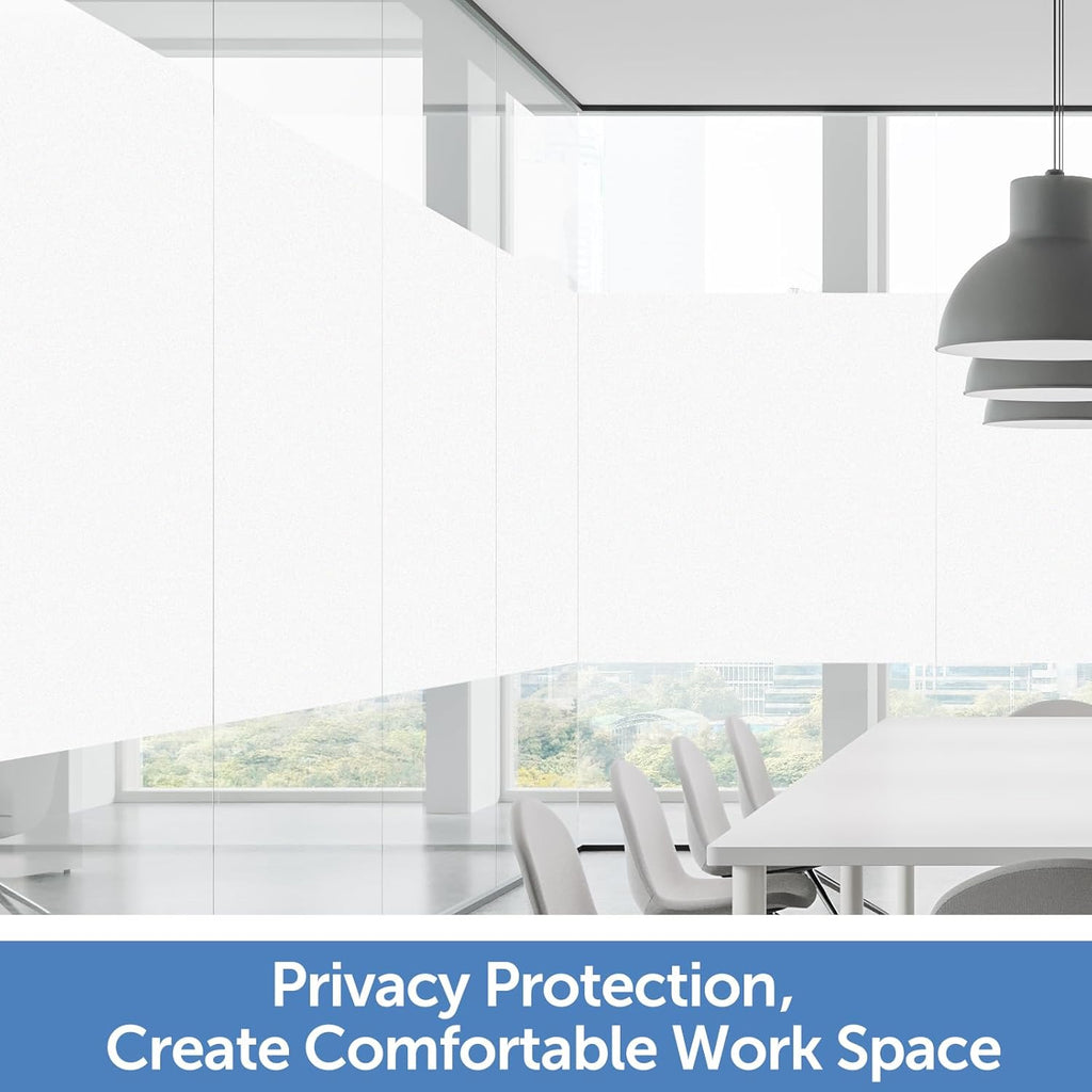HIDBEA Frosted Window Privacy Film - Non Adhesive Static Cling Glass Stickers Sun UV Blocking Heat Control Door Covering Decals for Home Office(35.4 x 98.4 Inch, Frosted White)