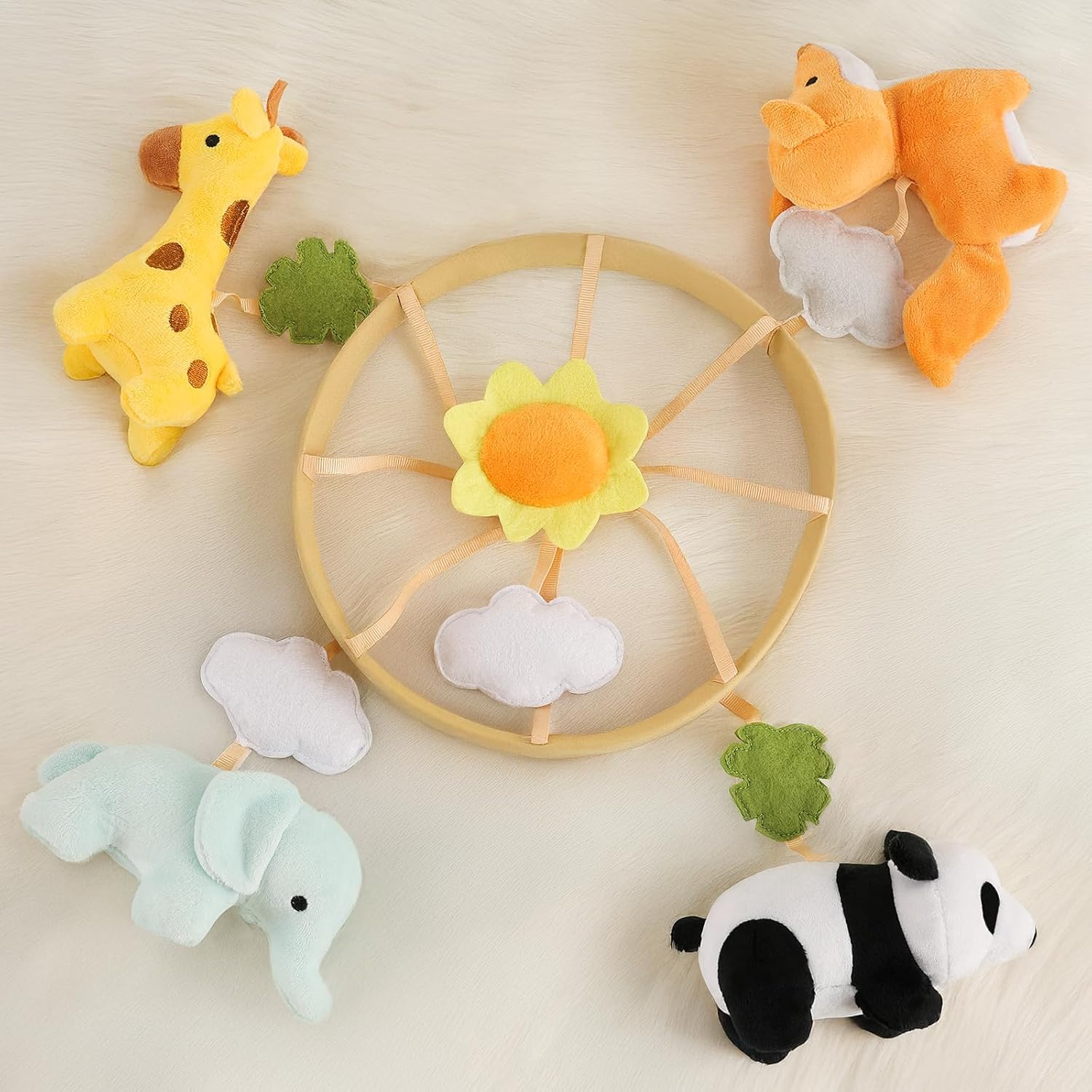 Animals Crib Mobile - Safari Baby Mobile for Crib with 12 Lullabies for Boys & Girls, Musical Baby Mobile for New Borns, Nursery Mobiles, Fits Standard Cribs