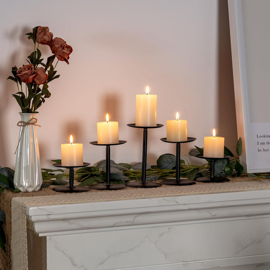 Homemory Holloween Candle Holders for Pillar Candles Set of 5 (Black)