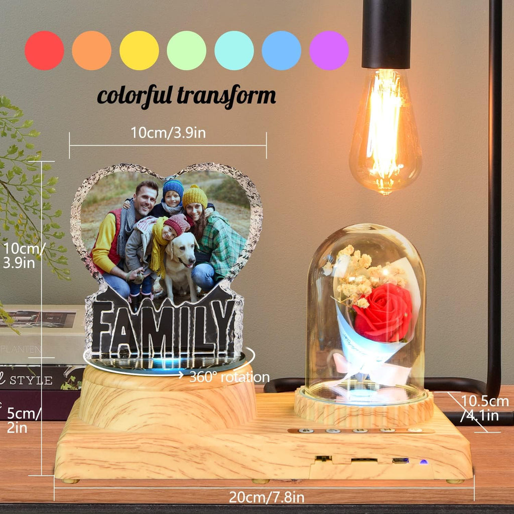 2D Crystal Photo, Personalized Gift with Your Own Photo Lamp, Custom Photos Crystal Night Light Gifts USB Low Power Lamp Birthday Christmas Family, Lover, Baby, Child Gifts