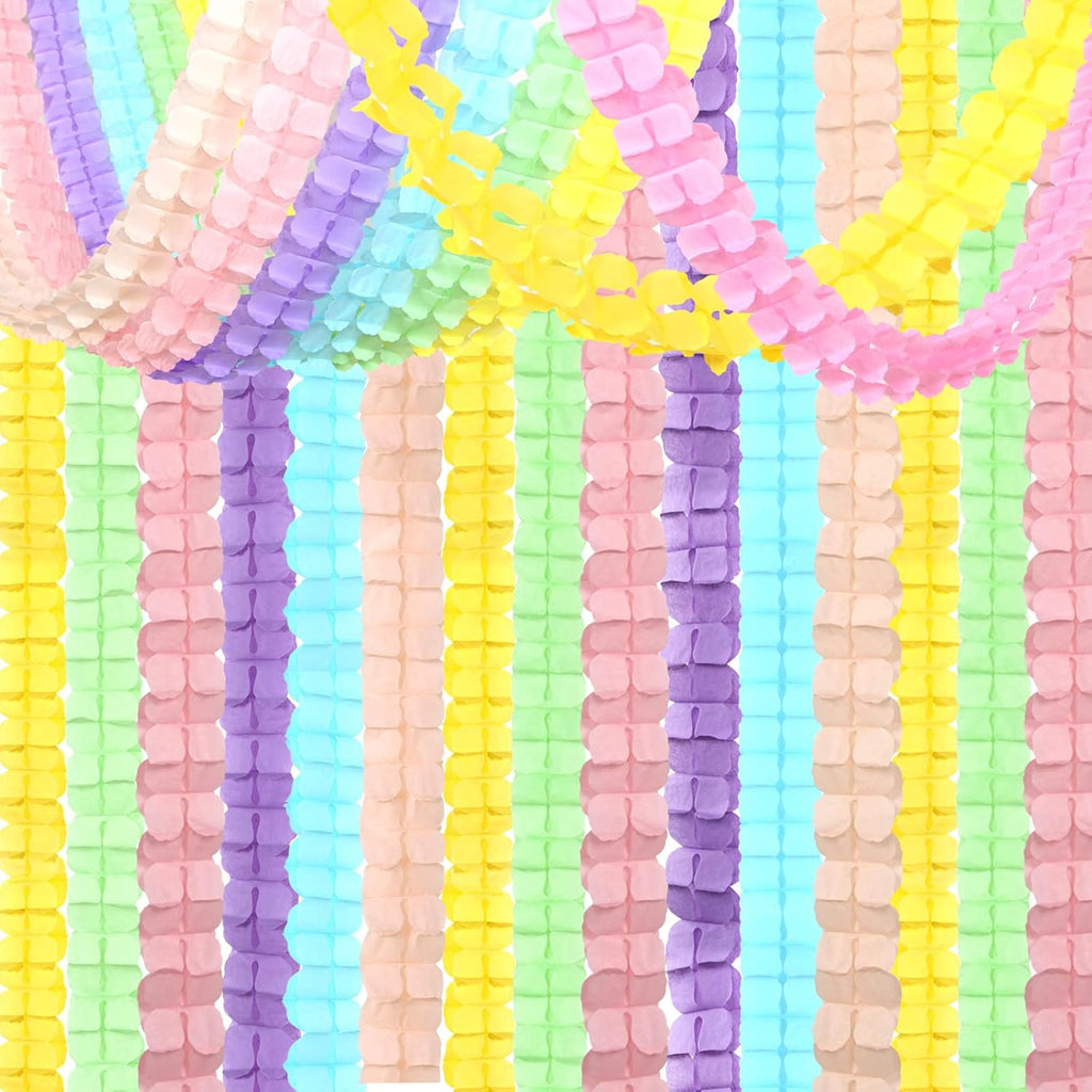 Pastel Rainbow Party-Decorations Streamers Garland - 12pcs 4-Leaf Clover Paper Streamer Baby Shower Wedding Banners Boy Girl kids Birthday Birthday Supplies Decor Ouruola